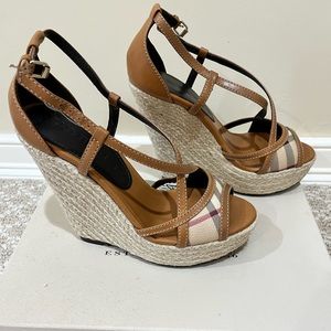 Burberry wedge heels new leather brown